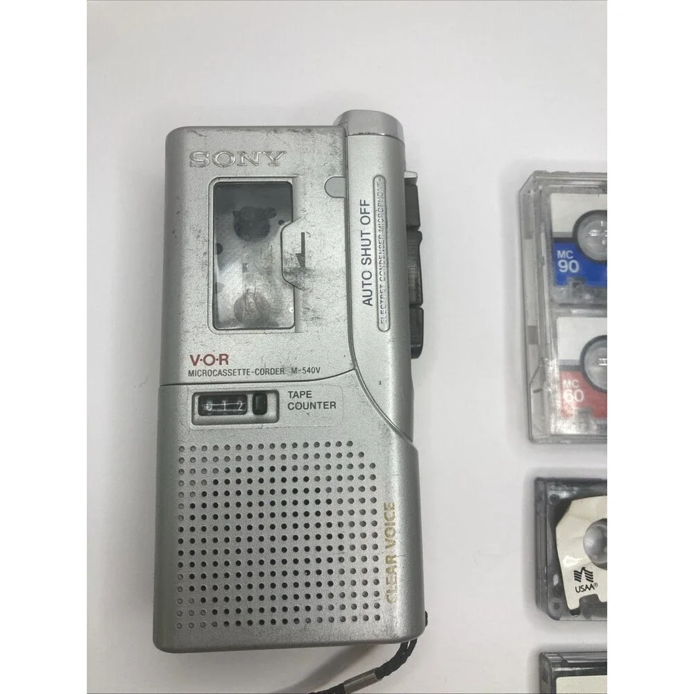 Sony Voice Recorder AS IS UNTESTED M-540V PARTS Or Repair With 7 Pre-owned Tapes